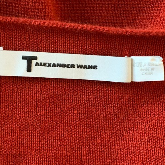 T  Alexander Wang Rust/Red V-Neck Sweater Size X-S - Picture 6 of 7